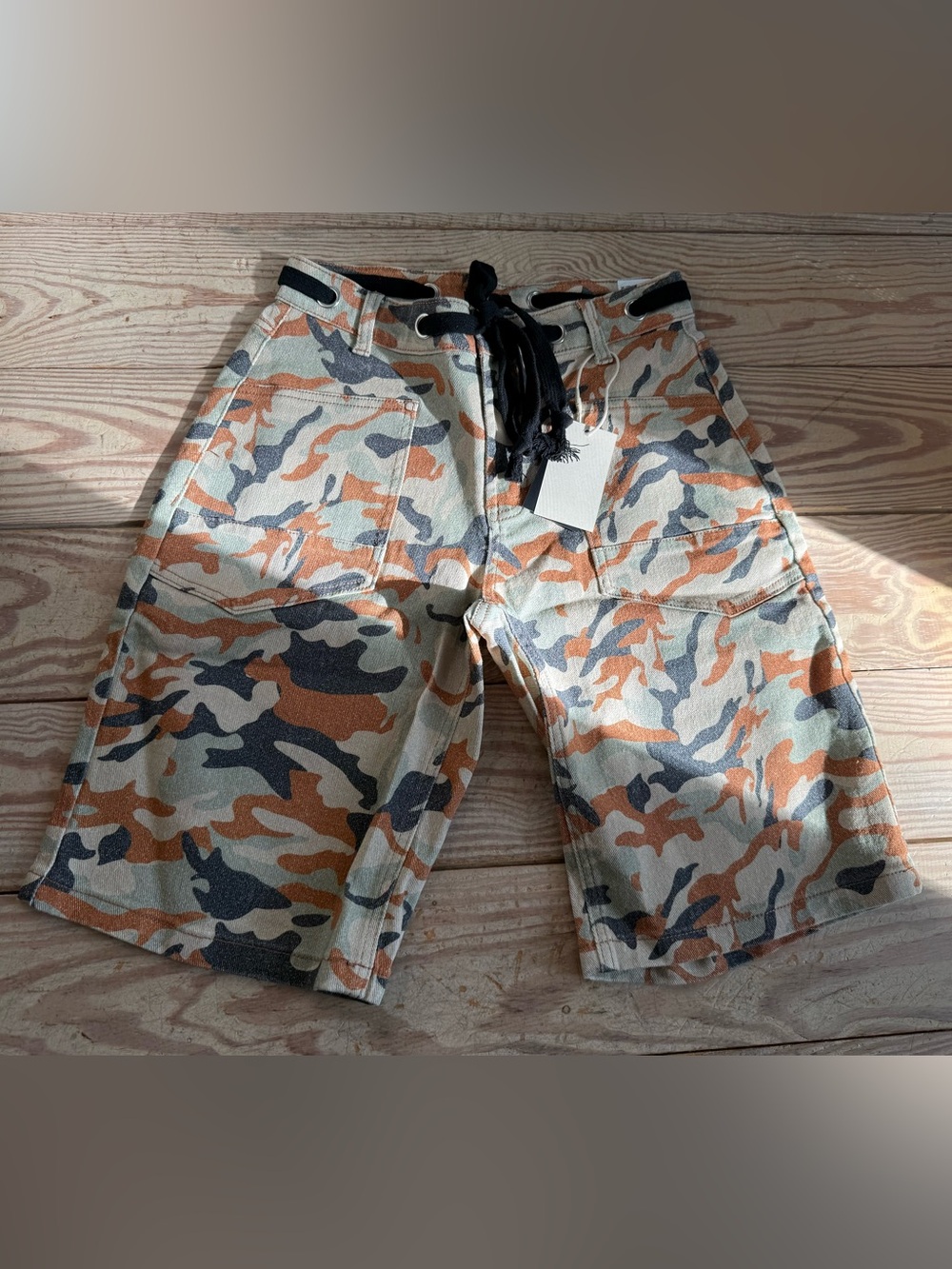 Flamingals Camouflage Drawstring Shorts Size S